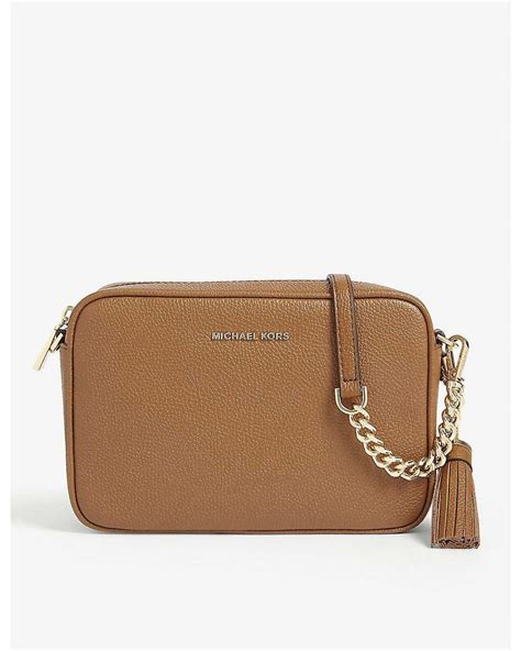 michael kors ginny brown crossbody|Ginny Leather Crossbody Bag .